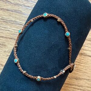 Scosha Braided Brown Bracelet with Turquoise Accents